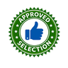 A green and gold "Approved Selection" badge